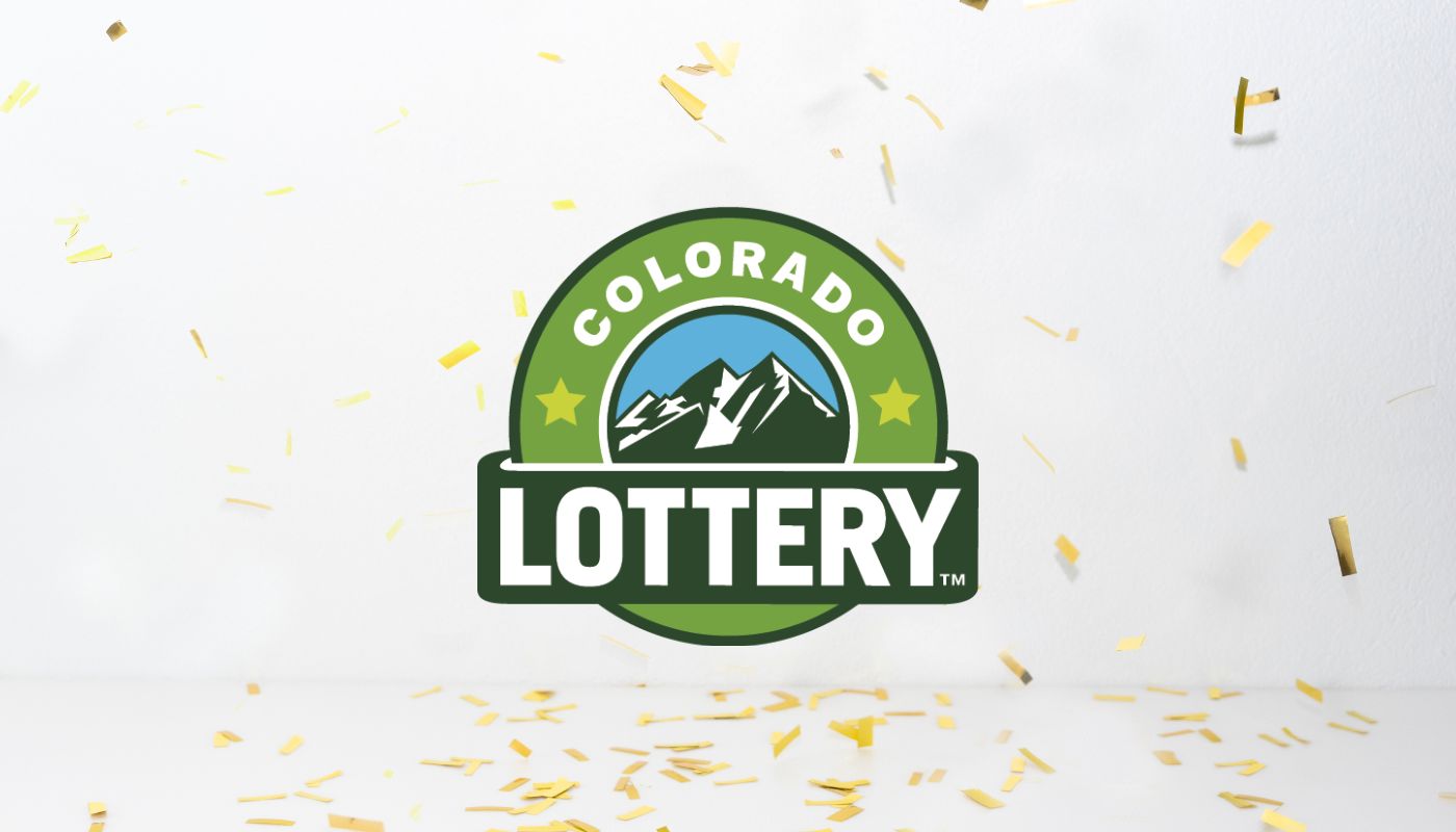 Colorado Lottery Logo with confetti around