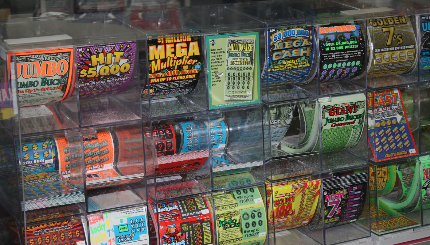 Scratch-off tickets at a Kentucky Lottery retailer.