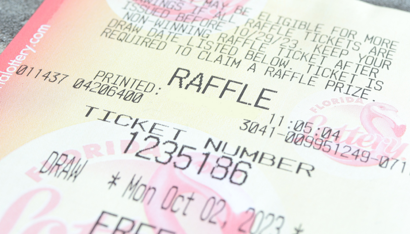 A promotional Florida Lottery raffle ticket.