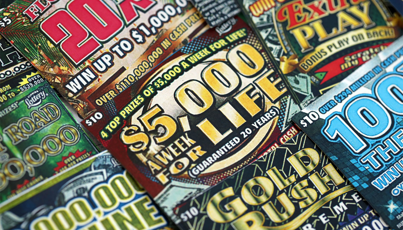A photograph of scratch-off tickets.