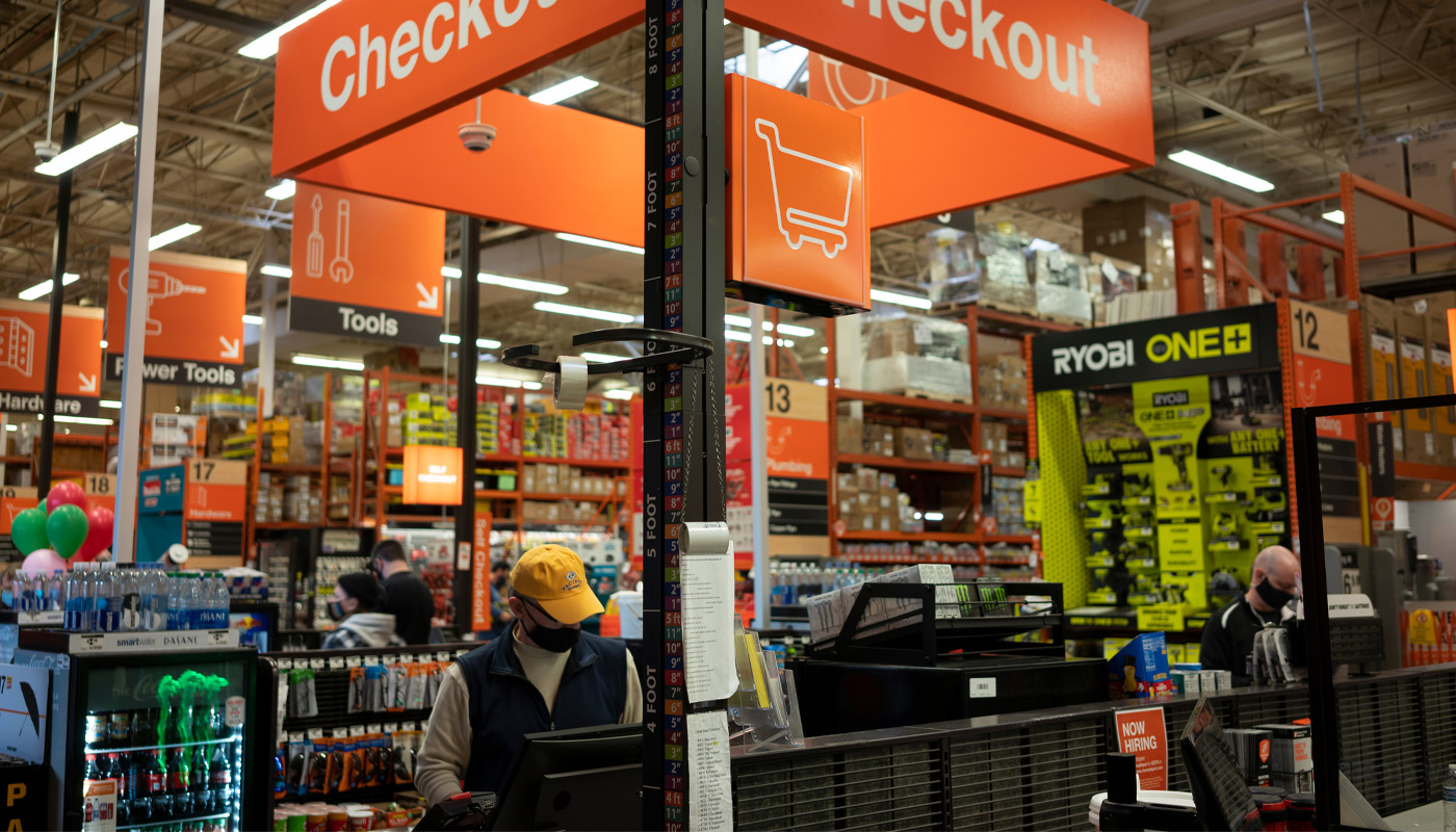 A photo of a self check out lane at a store.