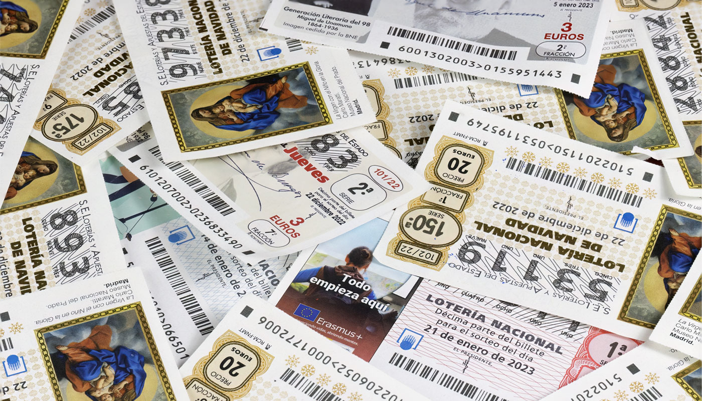 Collection of Spanish National Lottery tickets, including  theChristmas Draw.