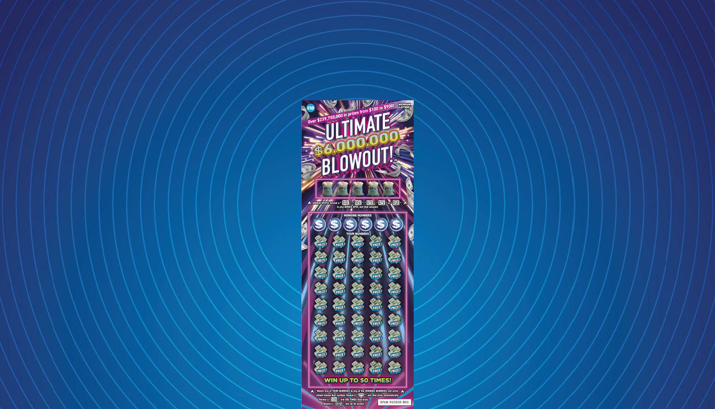Michigan Lottery's Ultimate $6,000,000 Blowout! scratch-off ticket.