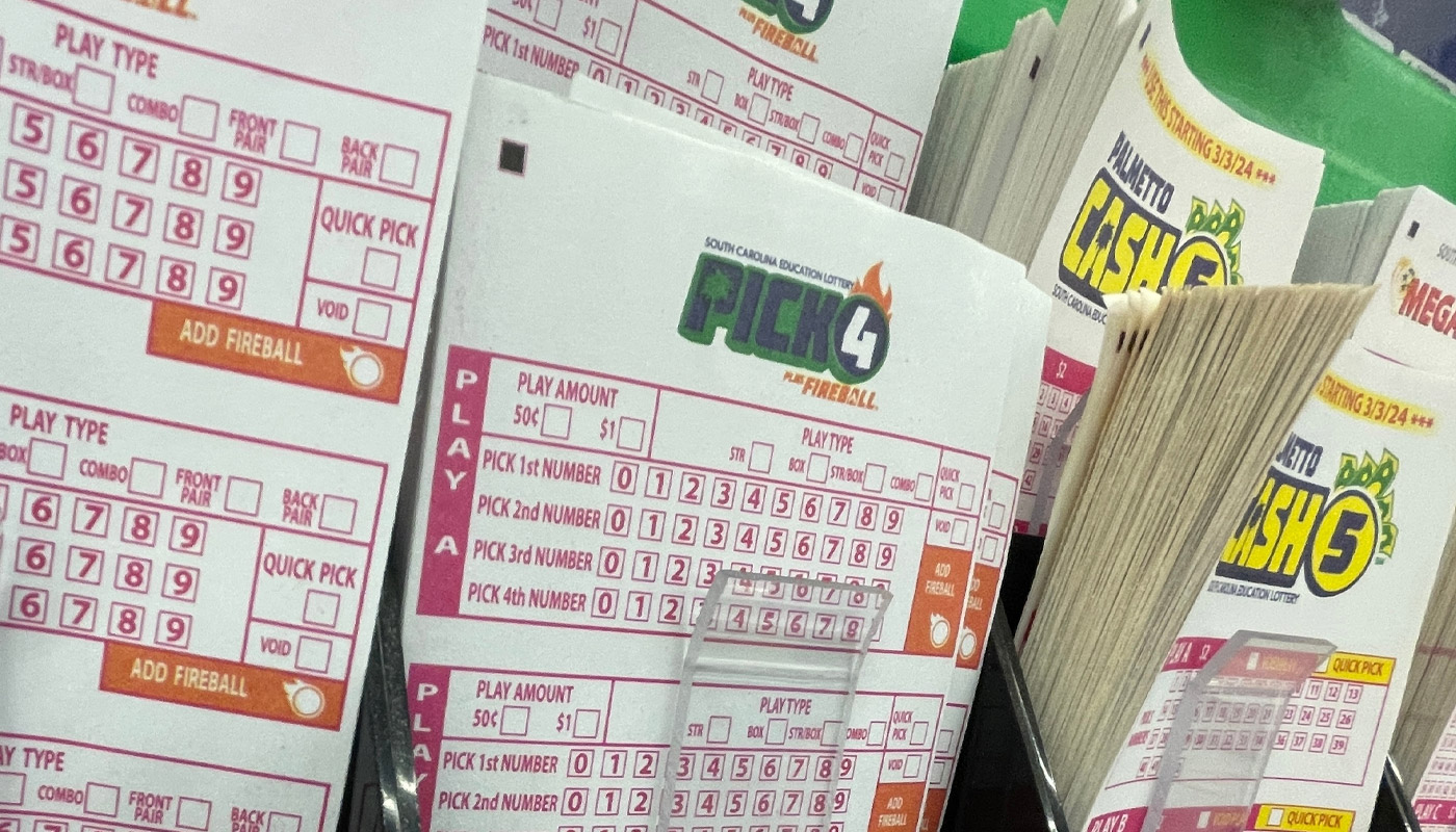 A South Carolina Lottery Pick 4 playslip.