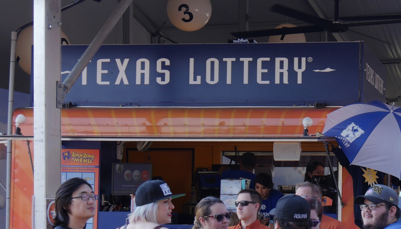 A Texas Lottery stand at a local fair.