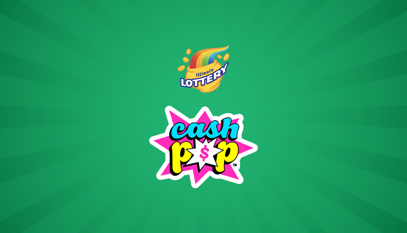 The Illinois Lottery and CASH POP logos over a green background.